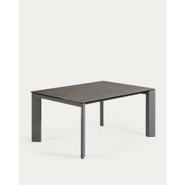 Kave Home Uitschuifbare Keramische Tafel Axis Antraciet Stalen Poten 160-220cm