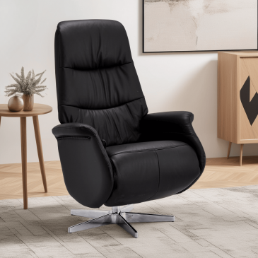 Relaxfauteuil Delta Zwart Leer - Giga Meubel