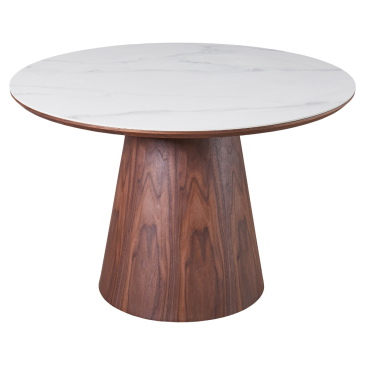 Eettafel Alba Walnoot Keramisch 115cm Rond - Giga Meubel