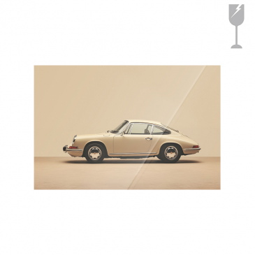 Urban Cotton Glasschilderij Vintage Porsche Beige 60x90cm