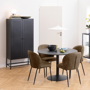 Eettafel Aurora Rond MDF Zwart Ø110cm - Giga Living