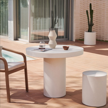Kave Home Ronde Tafel Aiguablava Wit Cement Ø90cm