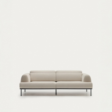 Kave Home 3-zitsbank Aurum Ecru en Matgrijs Onderstel 234cm