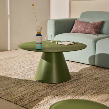 Kave Home Salontafel Wilshire Mat Gehard Glas en Matgroen Ø80cm