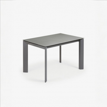 Kave Home Uitschuifbare Keramisch Tafel Axis met Antraciet Stalen Poten 120 (180)cm