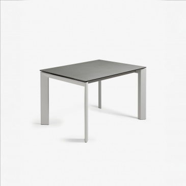 Kave Home Uitschuifbare Keramisch Tafel Axis met Grijs Stalen Poten 120 (180)cm