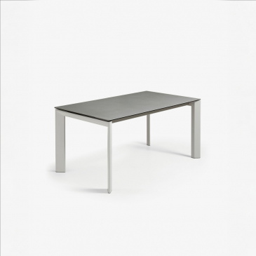 Kave Home Uitschuifbare Tafel Axis Porselein en Grijs Poten 160 (220)cm