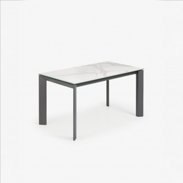 Kave Home Uitschuifbare Tafel Axis Porselein en Poten Donkergrijs 140 (180)cm