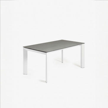 Kave Home Uitschuifbare Tafel Axis Porselein en Witte Poten 160 (220)cm