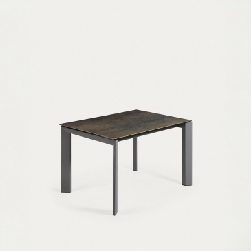 Kave Home Uitschuifbare Tafel Axis Porselein met Antraciet Stalen Poten 120 (180)cm