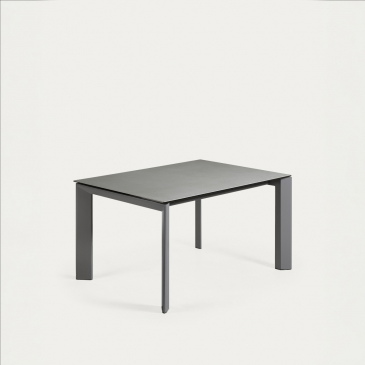 Kave Home Uitschuifbare Tafel Axis Porselein met Antraciet Stalen Poten 140(200)cm