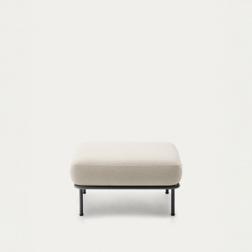 Kave Home Voetenbankje Aurum Ecru en Matgrijs Onderstel 85x85cm