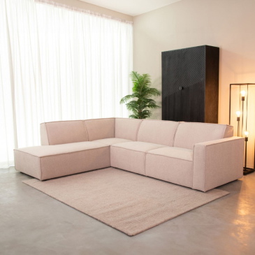 LABEL51 Bank Kay Naturel Bouclé 2,5-Zits + Ottomane Rechts