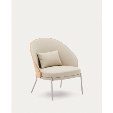 Kave Home Fauteuil Eamy Bruin Kunstleer Essenfineer Naturel