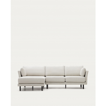 Kave Home 3-zitsbank Gilma Parel Chenille Links/rechts Chaise Longue Zwart 261cm