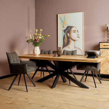 StarFurn Eetkamertafel Denver Rechthoek Matrixpoot Naturel 300cm