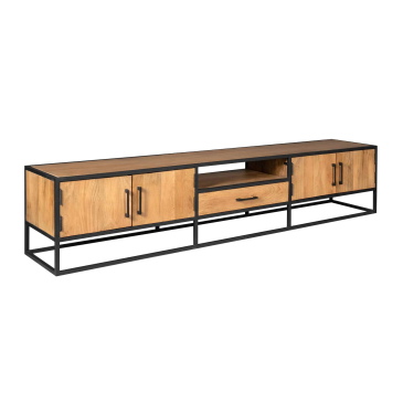 StarFurn Tv-Meubel Denver Mangohout en Staal Naturel 240cm