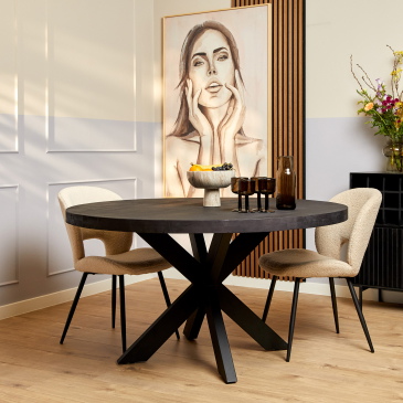 StarFurn Eetkamertafel Denver Zwart Ø130cm