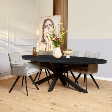 StarFurn Eetkamertafel Denver Zwart Ovaal 300cm