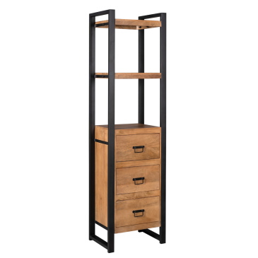 StarFurn Boekenkast Boaz Mangohout 3 lades 55x200cm