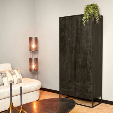 StarFurn Kabinetkast Denver Zwart Mangohout en Staal 90cm