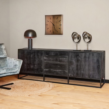 StarFurn Dressoir Denver Zwart Mangohout en Staal 210cm