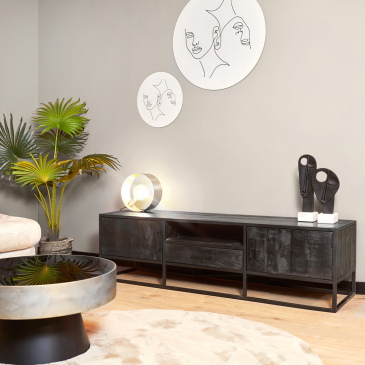 StarFurn Tv-Meubel Denver Zwart Mangohout en Staal 180cm