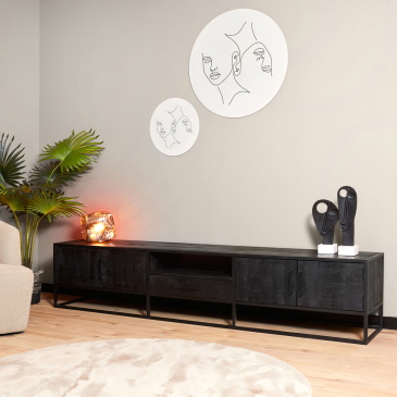 StarFurn Tv-Meubel Denver Zwart Mangohout en Staal 240cm