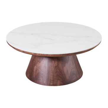 Salontafel Alba Walnoot Keramisch 80cm Rond - Giga Meubel