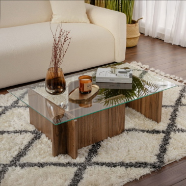 Salontafel Flavio Glas/Walnoot
