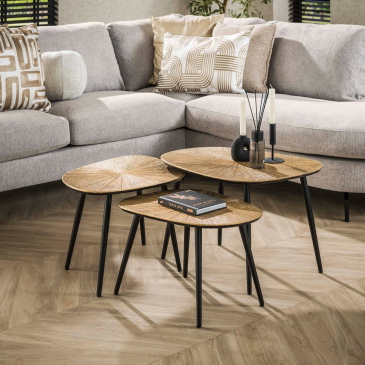 Salontafel Ray Metal Vierhoekig Brons Set van 3 - Giga Meubel