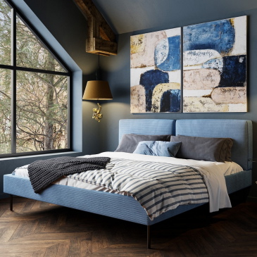 Kare Design Bed East Side Cord Blauw 180x200cm