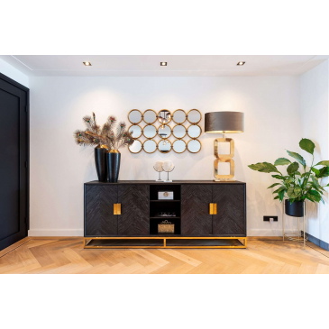 Richmond Dressoir Blackbone Goud 4-deuren + open vak