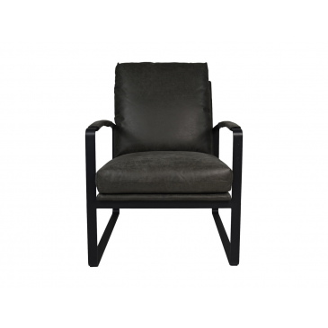 HSM Collection Fauteuil Miami Leder Donkergrijs