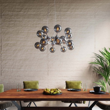Kare Design Hanglamp Atomic Balls Zilver 18-Lichts