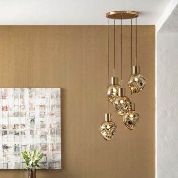 Kare Design Hanglamp Supernova 5-Lichts Getrapt Amber