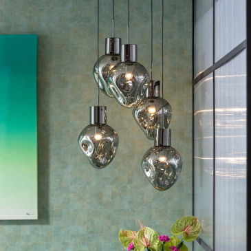 Kare Design Hanglamp Supernova 5-Lichts Getrapt Smoke