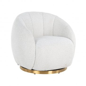Richmond Draaifauteuil Jago White Bouclé / Brushed Gold
