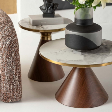 Kare Design Salontafel Cono Keramiek Wit/Bruin Ø70cm