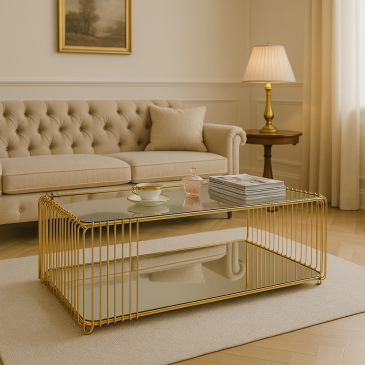 Kare Design Salontafel Wire Double Goud 120cm