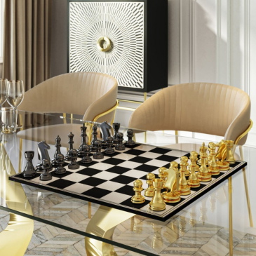 Kare Design Schaakbord Chess Zwart/Goud