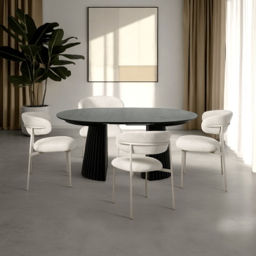 Eettafel Svendborg Zwart Uitschuifbaar Ø140-240cm - Giga Meubel