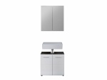 Badkamermeubelset Line Hoogglans Wit/Smoky Zilver Set van 2