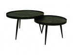 HSM Collection Salontafel Mango Zwart Rond Set van 2