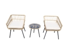 Tuinset Dylano Rattan 2 Stoelen & 1 Tafel Naturel - Giga Meubel