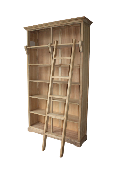 HSM Collection Boekenkast Met Trap Naturel Teak