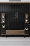 Woonkamermeubelset Black Line Set Walnoot Set van 4