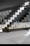 Woonkamermeubelset Luxe Travertinlook/Zwart Set van 3 B