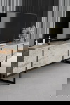 Tv-meubel Luxe Travertinlook/Zwart 180cm