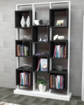 Boekenkast Edge Melamine Wit Zwart